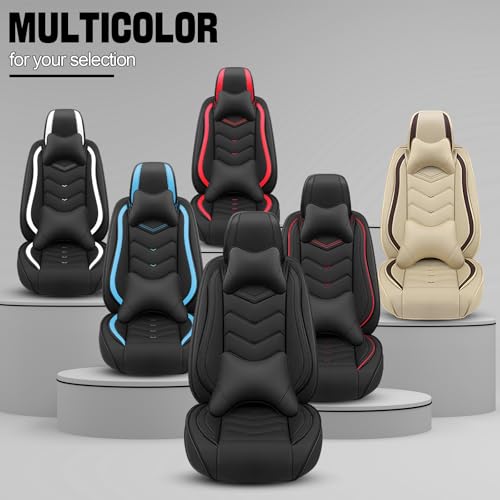 Car Seat Cover for KIA Soul 2010-2025, Seat Covers Full Set,Non-Slip Waterproof seat Cover,Wear-Resistant Nappa Leather car seat Covers. (Luxury 5 Seats/Black White) - color: Black White, size: Luxury 5 Seats
