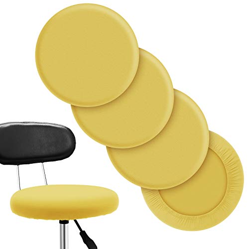 Tatuo Round Bar Stool Seat Covers Washable Stool Cushion Slipcover Elastic Bar Chair Covers for 14-17 Inch Chair (Yellow, 4 Pieces) - color: Yellow