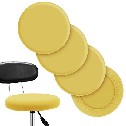 Tatuo Round Bar Stool Seat Covers Washable Stool Cushion Slipcover Elastic Bar Chair Covers for 14-17 Inch Chair (Yellow, 4 Pieces) - color: Yellow