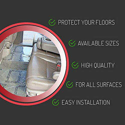 Hi-Tech Auto Adhesive Plastic Floor Mat, 4 mil | Perforated Every 24" | 100 Mats Per Roll | (21" Wide, 200' Long) - size: 21" Wide, 200' Long