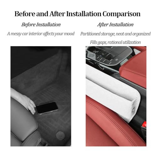 Car Seat Gap Filler Organizer, Leather Console Side Gap Filler Storage Box for Storing Phones Keys, No-Drop Automotive Seat Crevice Blocker Organizer, Universal for Truck SUV Sedan (White)