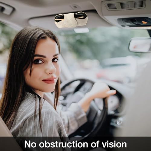 KINIVA White Car Visor Sunglass Holder Leather Glasses Case with Magnetic Closure - color: 03 White