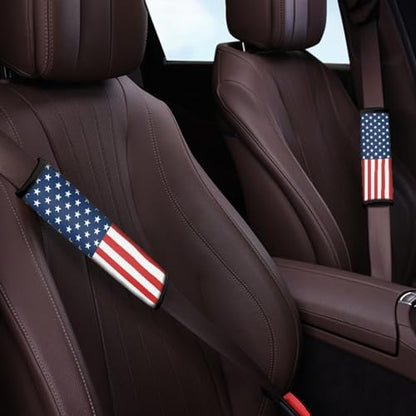 Dolyues American Flag Car Seatbelt Shoulder Pads for Adults Independence Day Comfort Seat Belt Covers 2 Pack All Weather Universal Protect Pads - color: American Flag