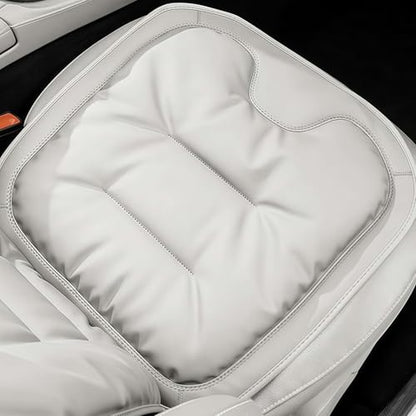 Car Seat Cushion, 2025 New Skin-Friendly Leather Seat Cushions, Breathable Dirt-Repellent Memory Foam Pad for Most Auto & Office Chairs (White)