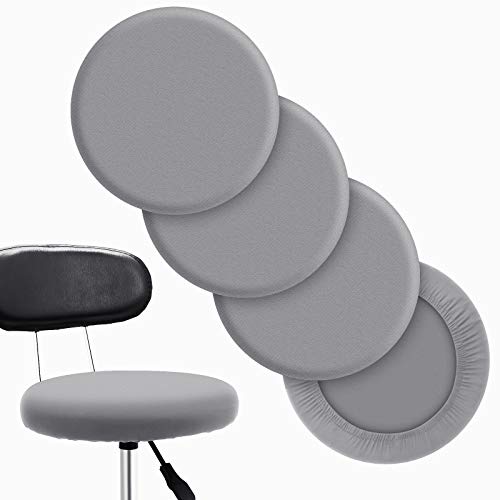 Tatuo Round Bar Stool Seat Covers Washable Stool Cushion Slipcover Elastic Bar Chair Covers for 14-17 Inch Chair (Gray, 4 Pieces) - color: Grey