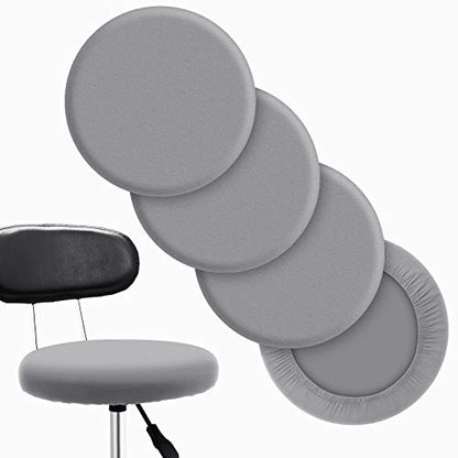 Tatuo Round Bar Stool Seat Covers Washable Stool Cushion Slipcover Elastic Bar Chair Covers for 14-17 Inch Chair (Gray, 4 Pieces) - color: Grey