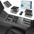 Center Console Organizer Tray for Tesla Model Y Juniper 2025 2026 (Premium & Performance) & Model 3 Highland, PC Material & Silent Silicone Armrest Storage Box Wireless Charging Pad Cup Holder - size: Model Y Juniper & Model 3 Highland