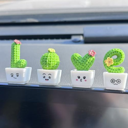 Car Rearview Mirror & Dashboard Accessories - Succulent Cactus Decor, Aesthetic Car Ornament, Funny Interior Decoration Gifts
