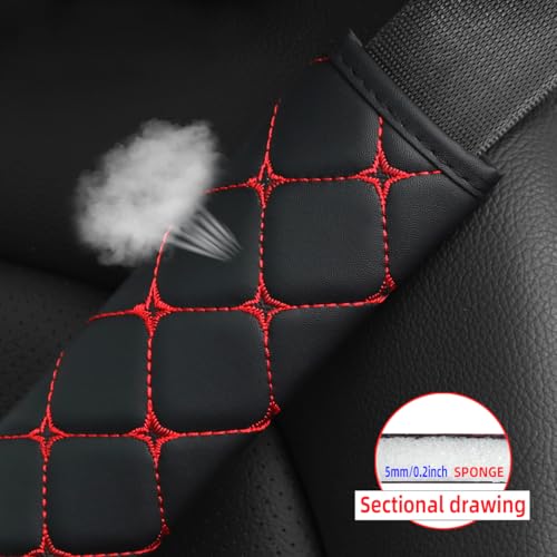 HZEL 2PCS Car Seat Belt Cover, Breathable Leather Automotive Safety Seatbelt Shoulder Strap Protector, Soft Harness Pad to Protect Neck Shoulder, Universal Vehicle Interior Accessories (Red) - color: Red