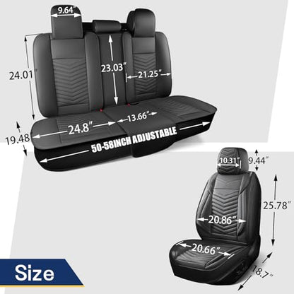 HChengkikz Car Seat Covers, Breathable & Waterproof Faux Leather Automotive Seat Covers for Cars SUV Truck Sedan, Universal Anti-Slip Driver Seat Cover with Backrest (2 PCS Front Seat, Black) - color: Style1 Black, size: Front Seat