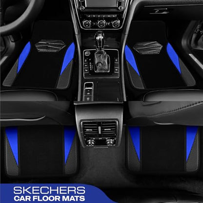 Skechers Car Floor Mats,Waterproof Universal Fit Car Mats,Faux Leather Car Floor Mats,Carbon Floor Mats for Cars with Anti-Slip Skechers Heel Pad Fit for SUV,Vans,Sedans,Trucks,Blue