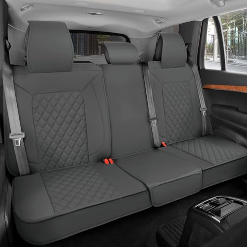 MotorBox Premium Napa Leather Rear Seat Cover – Semi Universal Fit for Most Cars, Truck & SUV – Red Back Seat Protector – Anti-Slip, Durable Bench Cover – Easy Install, Luxury Car Interior Upgrade - color: Charcoal Rear Bench