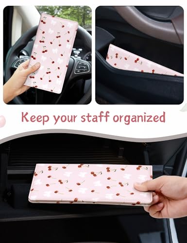 Mymazn Car Registration and Insurance Holder, PU Leather Glove Box Car Organizer with Magnetic Closure for Driver's License & Essential Documents (Pink Cherry) - color: Pink Cherry