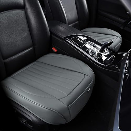 BWTJF Gray Car Seat Cover 2 Pack, Universal Leather Front Seat Covers Bottom Protector, Anti-Slip and Full Wrapping Edge Compatible with Most of Vehicles - SUVs/Sedans/Pickup Trucks - color: Gray, size: StyleA-Stripes