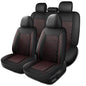 HChengkikz Leather Car Seat Covers, Breathable and Waterproof Seat Cover Full Set, PU Premium Universal Fit Automotive Airbag Compatible for Cars Sedans SUVs Vans and Trucks (Full Set, Black+Redline) - color: N1 Black Redline, size: Full Set
