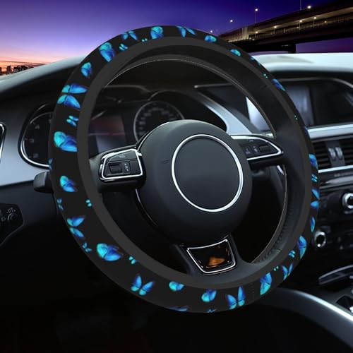 Blue Butterfly Steering Wheel Cover - Beautiful Galaxy Butterfly Steering Wheel Car Accessories Universal 15 Inch Steering Wheel Cover Women Men Anti Slip Breathable Wheel Cover Protector - color: Butterfly Blue