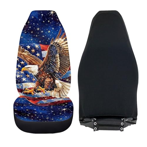 Car Seat Covers Front Seats Only Breathable Elastic Fabric Cover American Flag Eagle Auto Interior Protection Anti-Slip Back Fabric Universal Fit Most Cars SUV Van Truck - color: American Flag Eagle