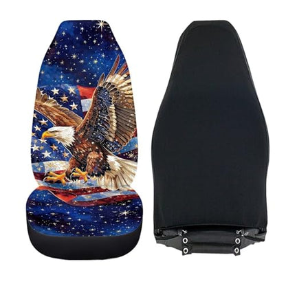 Car Seat Covers Front Seats Only Breathable Elastic Fabric Cover American Flag Eagle Auto Interior Protection Anti-Slip Back Fabric Universal Fit Most Cars SUV Van Truck - color: American Flag Eagle