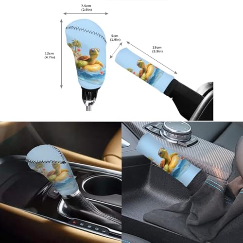 Forchrinse 15Pack Car Accessories Set Hawaiian Sea Turtle Car Seat Cover Full Set+Steering Wheel Cover+Car Trash Can+Seatbelt Cover+Coaster+Keychain - color: Hawaiian Sea Turtle Print
