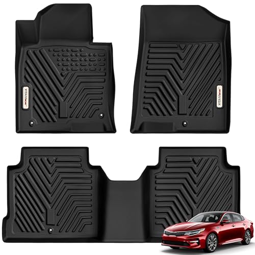 YITAMOTOR Floor Mats Fit for 2016-2020 Kia Optima K5 & 2015-2019 Hyundai Sonata, TPE All Weather Custom Fit Floor Liners Accessories, 1st & 2nd Row Mats Protection Waterproof Car Mats Set, Black - style: 16-20 Optima & 15-19 Sonata 1st & 2nd Row