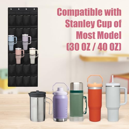 Stanley Cup Organizer - 24 Pocket Large Capacity Holder, Portable Foldable Hanging Bag for Cabinet, Wall, Door, RV - Kitchen Storage Accessories