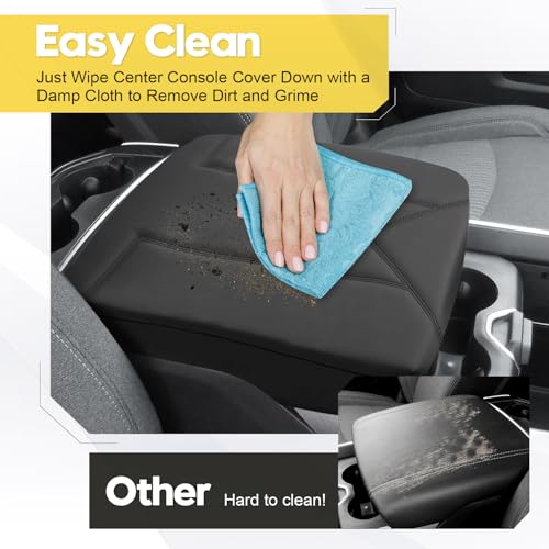 FIILINES Center Console Cover for Dodge RAM 1500 2500 3500 2009-2018 (Bucket Console Only), Armrest Cover Pad Cushion Seat Box Lid Protector RAM Accessories Armrest Cover Anti-Scratch Black - size: For Dodge RAM 1500 2500 3500 2009-2018