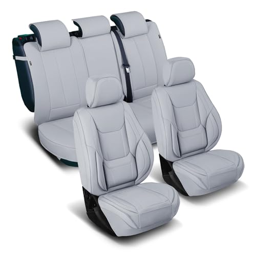 Coverland Custom Car Seat Covers Compatible with 2002-2017 Toyota Camry - Premium Leather Non-Slip Memory Foam Waterproof Seat Cover Custom fit Interior Protector [Full Set Seat-Gray] - color: Gray, size: Full Set