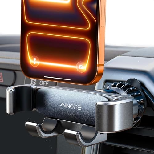 AINOPE Car Vent Phone Mount Holder for iPhone 17 Pro Max Car Mount [Drop-in Grip] Phone Holders for Your Car Air Vent Interior Accessories Gifts for Men for iPhone 17 Pro Max 16 15 14 Galaxy S26 - color: Black