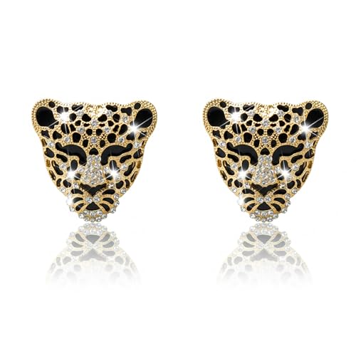 2pcs Bling Leopard Car Air Freshener Vent Clip, Black and Gold Cheetah Print Car Accessories, Sparkly Rhinestones Car Decor for Women - color: Gold