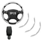 Steering Wheel Covers, Carbon Fiber Anti-Skid Clip on Car Steering Wheel Cover Protector 3PCs, with Magnetic Leather Sunglasses Holder for Car Visor, White - color: WHITE
