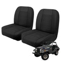 Driver & Passenger Seat Cover Compatible with 1965-1979 Jeep CJ5, 1976-1980 Jeep CJ7, Front Low-Back Bucket Seat - color: black