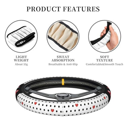 Cute Polka Dot Steering Wheel Cover Universal 15 Inch Car Accessories Protector for Women Men - color: Cute Polka Dot-20