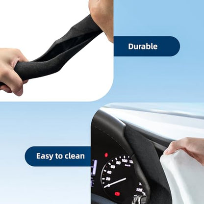 Suede Steering Wheel Cover with Anti-Slip Lining and Segmented Design 2pcs Universal Steering Wheel Protector for Men and Women, Car Interior Accessory (Suede Black)
