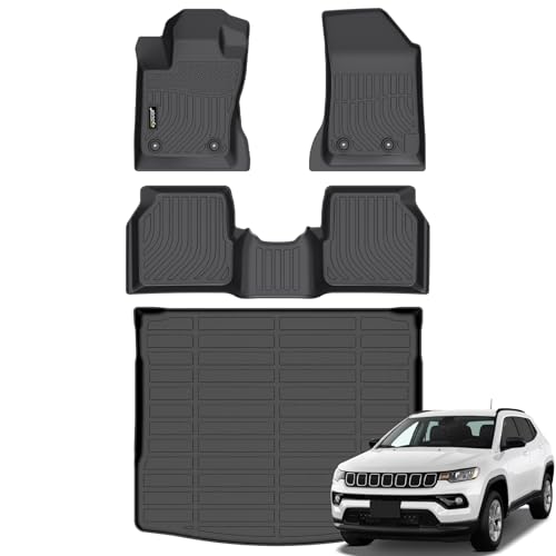 Jenofa-Car Floor Mats for Jeep Compass 2017-2026 All Weather Floor Mats Set Custom for Jeep Compass Full Set Waterproof Durable Floor Liners Car Mat for Compass Accessories 2025 - style: 3|For compass|2017-2026|Set