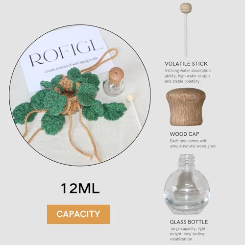 Cute Crochet Car Plant Monstera Essential Oil Diffuser Bottle - 12ml Refillable, Green Car Accessory for Mirror Decor and Home Decor - style: Monstera