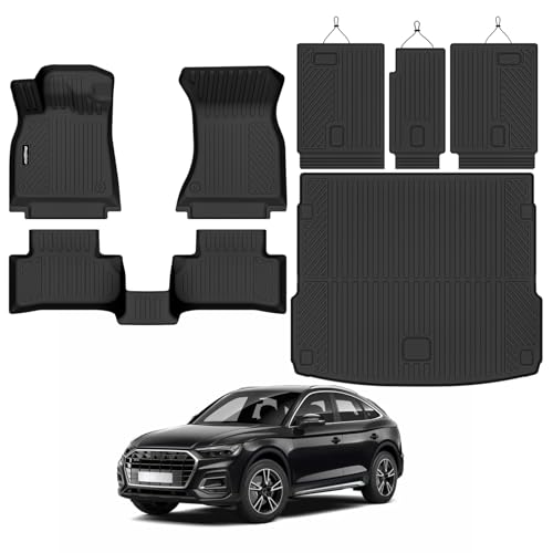 Floor Mats for Audi Q5 2018-2024(Not for PHEV), Trunk Mat and Backrest Mat All Weather TPE Protector for Audi Q5 Accessories - size: 17)Q5/SQ5|2018-2024