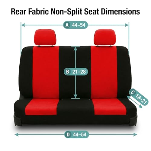 FH Group Universal Solid Bench Car Seat Cover fits Detachable Headrests– Universal Fit for Cars Trucks & SUVs (Red/Black) - color: Red