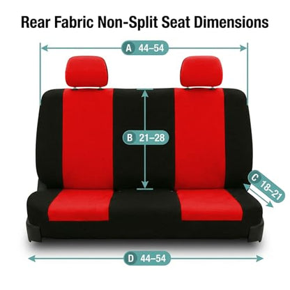 FH Group Universal Solid Bench Car Seat Cover fits Detachable Headrests– Universal Fit for Cars Trucks & SUVs (Red/Black) - color: Red