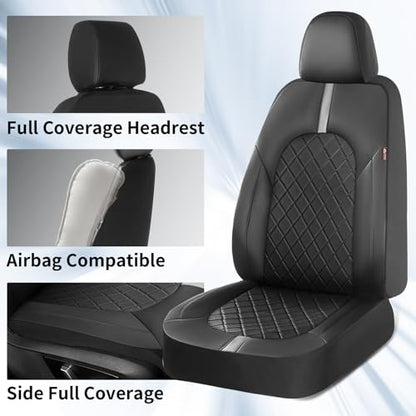 Coverado Car Seat Cover Protector Front Seats - color: Black-White(Lether), size: Front