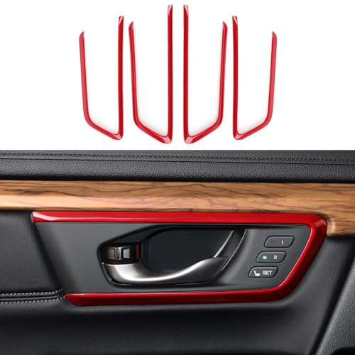 Car Inner Door Bowl Decals for Honda CRV 2017 2018 2019 2020 2021 2022 Accessories CR-V ABS Carbon Fiber Interior Stickers, Red - color: Door Bowl Frame, Red