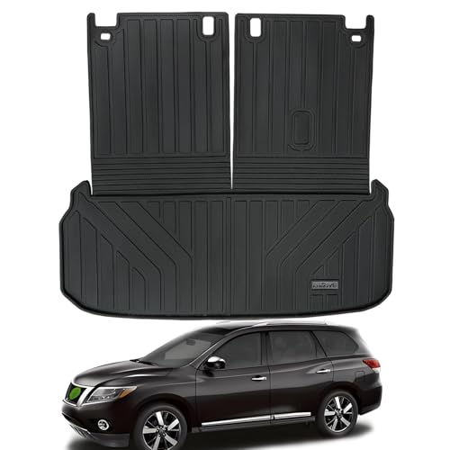 Large Cargo Liners for 2013-2020 Nissan Pathfinder / 2013 Infiniti JX35 / 2014-2020 Infiniti QX60 with Backrest Protection,TPE All Weather Protection with Trunk Mat Covering the backrest - size: 13-20丨pathfinder/JX35/QX60