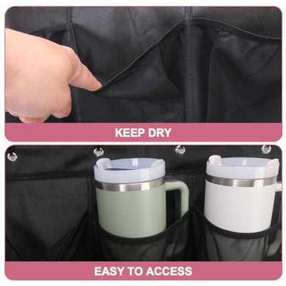 UXIETIN Cup Storage Organizer Compatible Stanley - 15 Large Bottle Pockets, Hanging Wall Mount for Various Sizes, Tumbler Storage Accessories