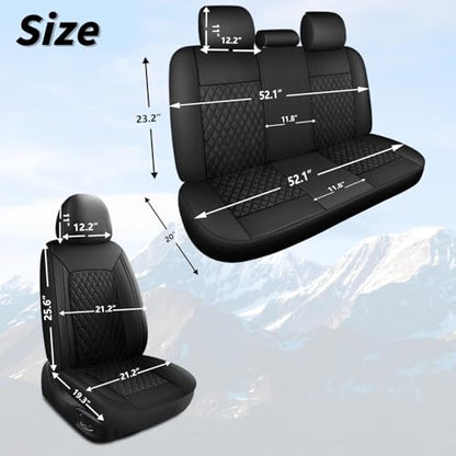 HChengkikz Leather Car Seat Covers, Breathable and Waterproof Seat Cover Full Set, PU Premium Universal Fit Automotive Airbag Compatible for Cars Sedans SUVs Vans and Trucks (Full Seat, Black) - color: N1 Black, size: Full Set