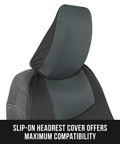 BDK EasyFit Car Seat Covers for Front Seats, Gray – Front Seat Cover Set with Integrated Headrest Cover, Quick Slip-On Installation and Two-Tone Accent, Fits Most Car Truck Van SUV - color: Charcoal