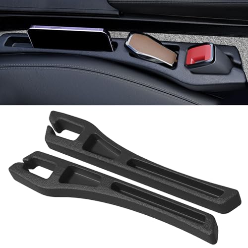 2PCS Car Seat Gap Filler Organizer, Multifunctional Car Gap Filler Organizer Storages Function for Storing Phones Keys Cards, Universal No Drop Seat Guard for Cars ﻿ (Black)