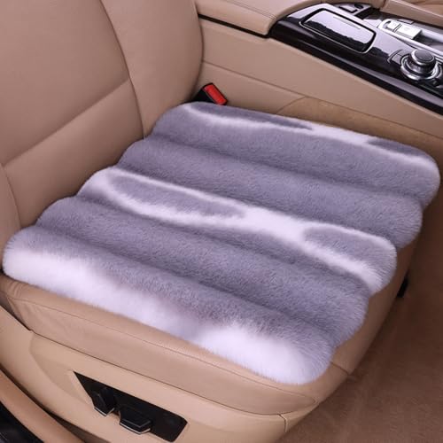 1 Front Seat Fluffy Faux Rabbit Fur Car Seat Cover for Fuzzy Soft Auto Universal Car Seat Plush Vehicle Seat Protector Pad with Non-Slip Backing, Car Accessories Home and Office Chair - color: Grey, size: 1 Pc Front Seat