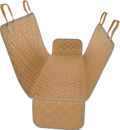 Active Pets Beige XL Dog Car Hammock Back Seat Cover, Waterproof Backseat Cover Protector for Truck Bench Rear of Sedans or SUVs, Essential Pet Supplies Vacuum or Wipe Clean, Machine Washable - color: Beige, size: X-Large (59" x 63")