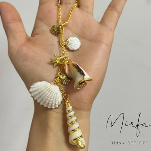 Car Rearview Mirror Charm, Beach Seashell Hanging Decor, Boho Coastal Starfish Ornament
