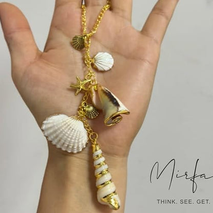Car Rearview Mirror Charm, Beach Seashell Hanging Decor, Boho Coastal Starfish Ornament