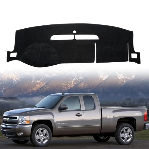 Dashboard Flannel Dash Cover Mat for 2007-2013 Chevy Chevrolet Silverado 1500 2500 3500 LTZ Flannel Custom Fit Silverado Dash Cover with 2 Glove Boxes (Silverado 2007-2013, Black, LTZ) - size: Flannel Silverado 2007-2013 Black LTZ-NEW